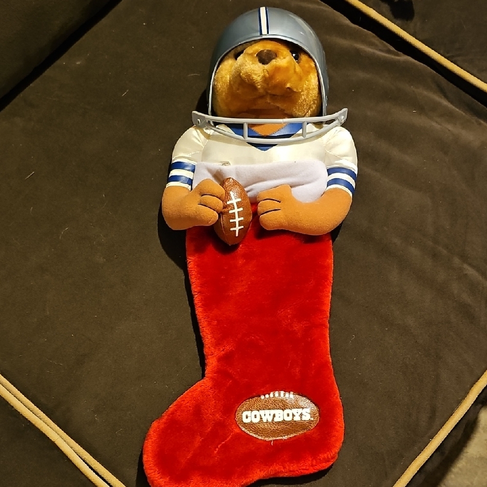 VINTAGE 1996 NFL Dallas Cowboys bear Red Stocking holiday Football Christmas